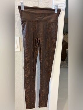 SPANX Brown Snakeskin-Print High-Waist Leggings